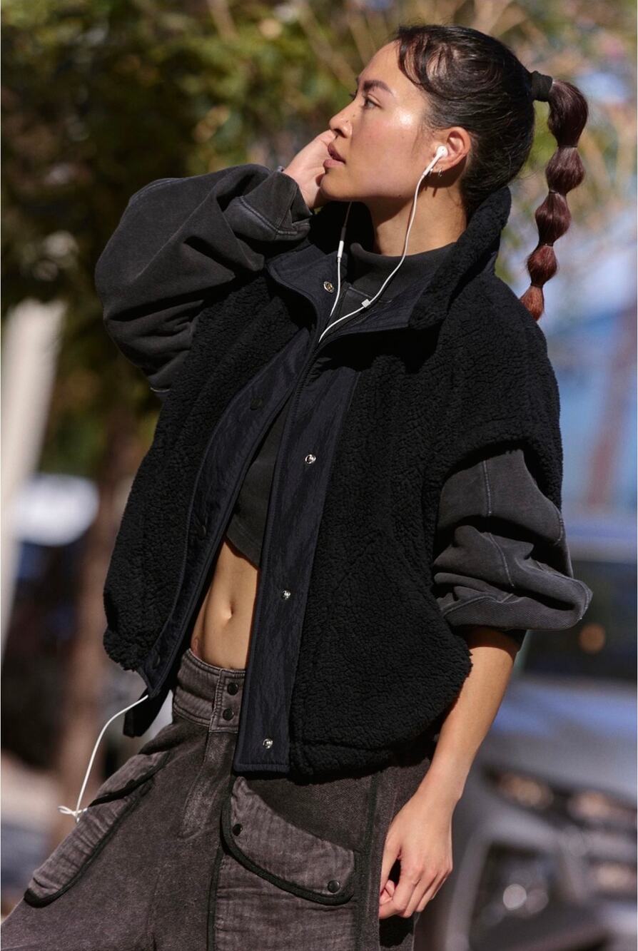 Free People Movement Scout It Out Fleece Vest Black Soft Small